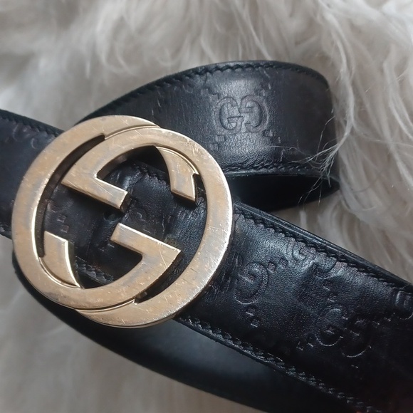 Gucci Black Leather Belt with Gold Buckle main image 10